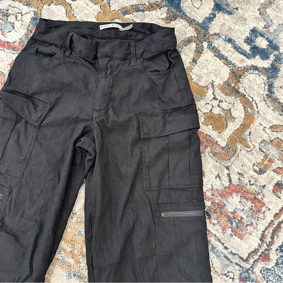 Alice + Olivia CAY BAGGY CARGO LINEN PANT in Black sz 6 - Picture 5 of 11